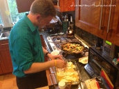 Dan putting the Vegetable Lasagna together